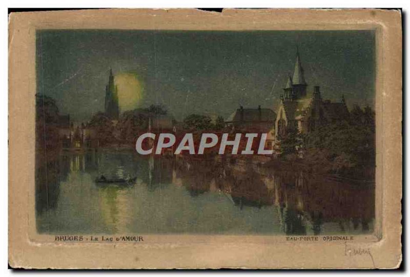 Old Postcard Bruges Love Lake