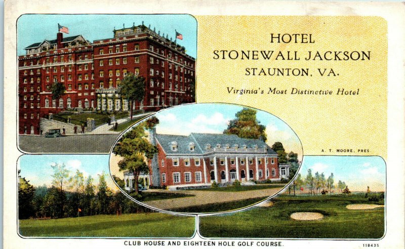 1930s Hotel Stonewall Jackson Club House Golf Course Staunton Virginia Postcard 