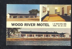 WOOD RIVER NEBRASKA MOTEL INTERIOR VINTAGE ADVERTISING POSTCARD