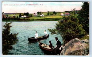 Boating on Magog River SHERBROOKE PQ Canada 1908 Postcard