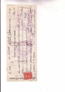 Cancelled Cheque with Canadian Postage Stamp, Royal Bank, Frank Reardon Co, 1933