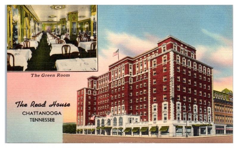 Mid-1900s Read House w/Green Room View, Chattanooga, TN Postcard