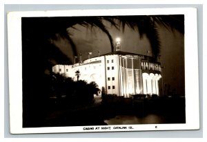 Vintage 1949 RPPC Postcard Casino at Night Catalina Island California