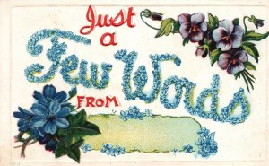 Vintage Postcard 1910's Just A Few Words From Greetings Card Beautiful Flowers