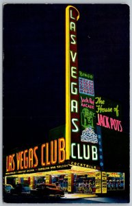 Las Vegas Nevada 1950s Postcard Las Vegas Club Casino at Night