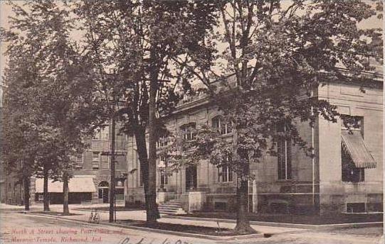 Indiana Richmond North A Street Showing Post Office And Masonic Temple 1907