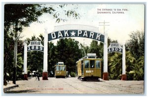 c1950's Entrance To Oak Park Trolley Dirt Road Sacramento California CA Postcard