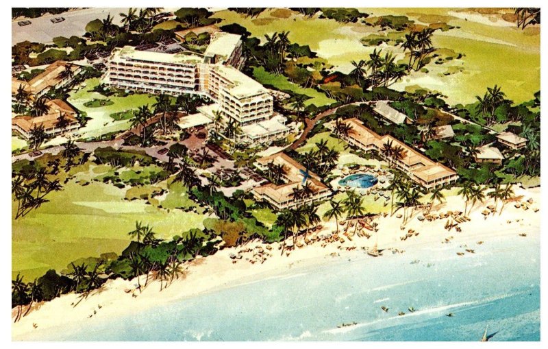 Aerial View Maui Hilton on Kaanapali Beach Maui Hawaii Vintage Postcard