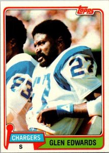 1981 Topps Football Card Glen Edwards San Diego Chargers sk60145