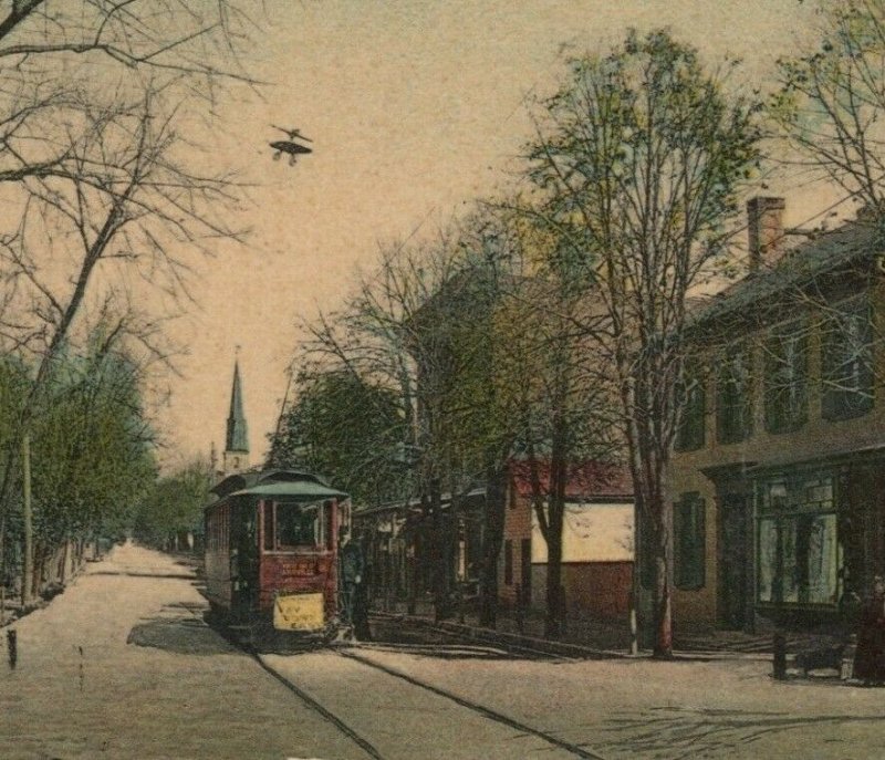 Main Street Annville Pennsylvania trolley tracks c19101920s postcard