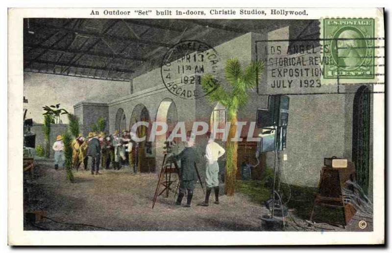 Postcard Modern Cinema Set An outdoor built in doors Christie Studios Hollywo...