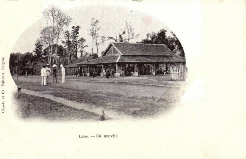 PC CPA LAOS, INDOCHINA, UN MARCHÉ, (b23462)