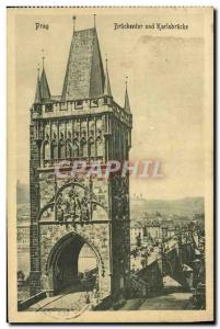 Old Postcard Prag und Brückentor Karlsbrücke