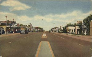 Tucumcari New Mexico NM Route 66 Street Scene Gulf Gas Linen Postcard