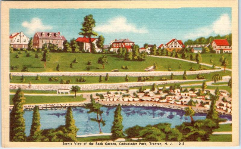 TRENTON, NJ New Jersey   View of ROCK GARDEN Cadwalader Park  c1940s    Postcard