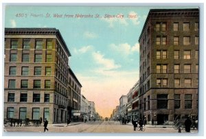 1911 Fourth St. West From Nebraska St. Wagon Railway Sioux City Iowa IA Postcard 