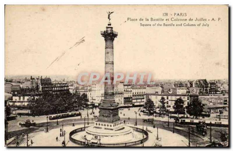 Paris Old Postcard Place de la Bastille and the July Column