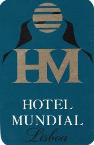 Portugal Lisboa Hotel Mundial Vintage Luggage Label sk2740.2