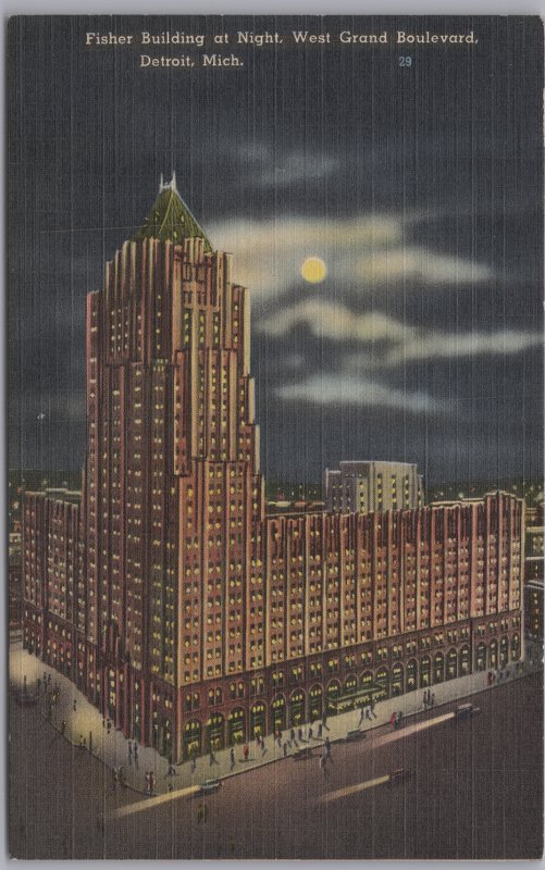 Detroit, Mich., Fisher Building at night, West Grand Boulevard - 