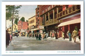Ste Anne De Beaupre Quebec Canada Postcard Rue Principale Hotel c1950's
