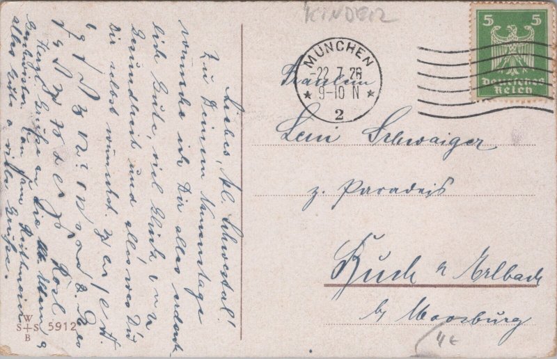 Tiny Boy With Big Flowers Vintage Postcard C050