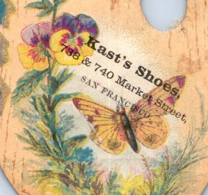 1880s Die-Cut Painter's Palette Kast's Shoes San Francisco Butterfly P110