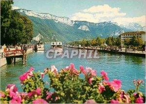 Modern Postcard Annecy (Haute Savoie) The Port Mont Veyrier and Tournette Boat