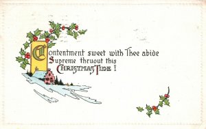 Vintage Postcard 1914 Contentment Sweet With Thee Christmas Tide Holiday