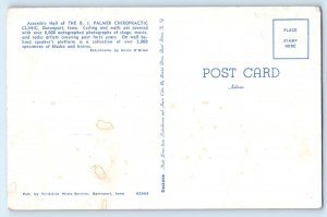 1960 Davenport Iowa Postcard Assembly Hall B.J. Palmer Chiropractic Clinic