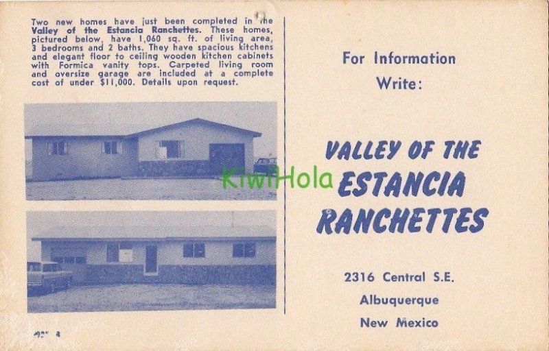 Postcard Valley of The Estancia Ranchettes Albuquerque New Mexico NM