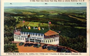 1934 Grand View Ship-Hotel Lincoln Highway U.S. Rte. 30 Postcard