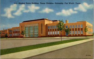 Vtg 1950s Student Union Building Texas Christian University Fort Worth Postcard