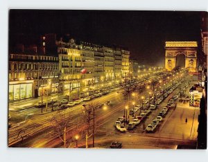 Postcard The Champs-Elysées and the Arc de Triomphe, la nuit, Paris, France