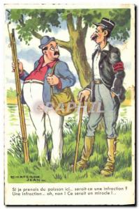 Postcard Old Fishing Fisherman Illustrator John Hood Gendarme Guard Fishing