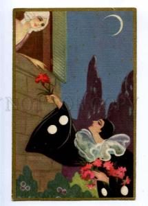 189604 ART DECO Serenade PIERROT Moon by CHIOSTRI Vintage PC