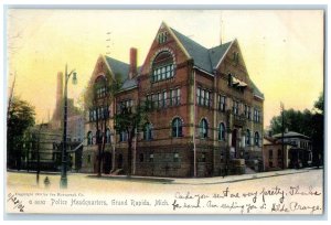 1906 Police Headquarters Exterior Grand Rapids Michigan MI Posted Trees Postcard