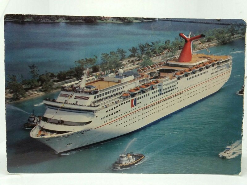 Carnival Fantasy Cruise Liner Fun Ship Vintage Postcard Bahamas USA