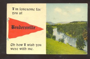 BENDERSVILLE PENNSYLVANIA PA ORANGE PENNANT VINTAGE POSTCARD GOILING SPRINGS