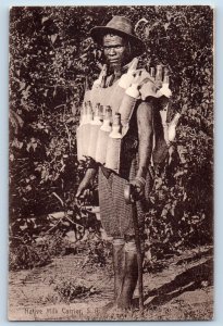 South Africa Postcard Native Milk Carrier S.A. c1910 Unposted Antique