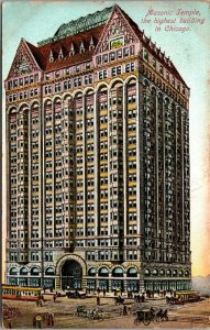 Vtg 1910 Masonic Temple Highest Building in Chicago Illinois IL Postcard