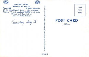 GATEWAY MOTEL O'Neill, Nebraska Roadside NE Vintage Postcard ca 1950s