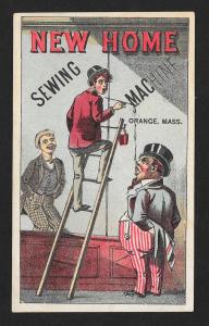 VICTORIAN TRADE CARD New Home Sewing Machine Climbing Ladder