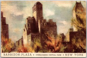 1940's Barbizon Plaza Hotel Overlooking Central Park New York NY Posted Postcard