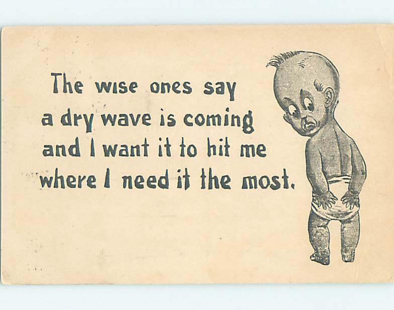 Pre-Linen comic BABY WANTS A DRY WAVE IN HIS DIAPER HL3036