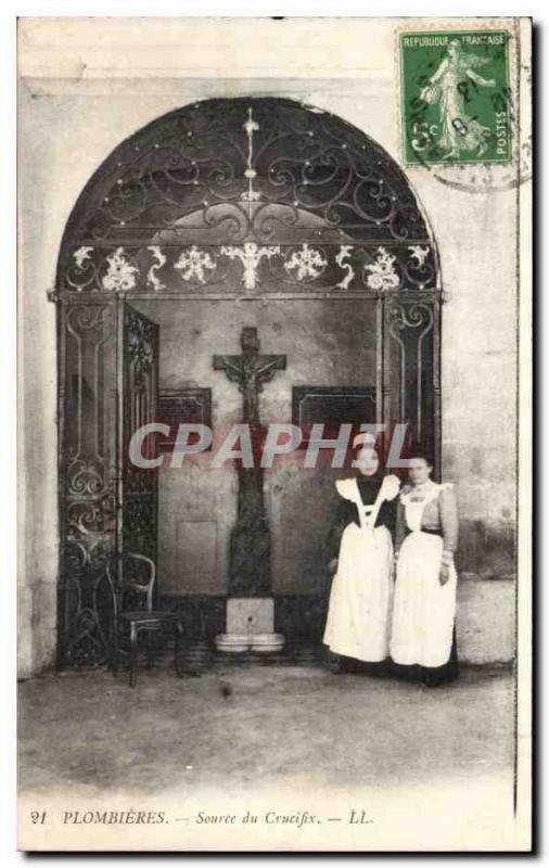 Old Postcard Plombieres Source of the Crucifix