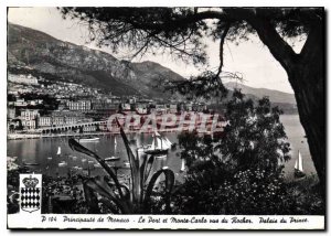 Modern Postcard Principality of Monaco and Monte Carlo The Port seen Rocks Pr...