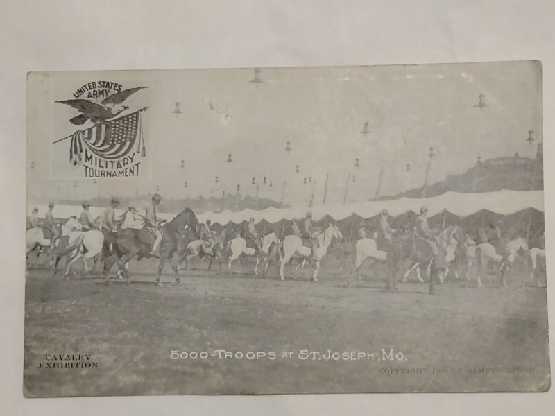 Postcard US Army Military Tournament Cavalry Exhibition C1908 St Joseph MO 1044