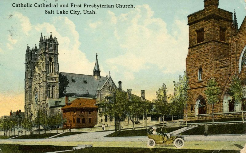 UT - Salt Lake City. Catholic Cathedral & First Presbyterian Church