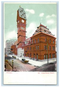 c1910 Horse Carriage, Polk Street Depot, Chicago Illinois IL Unposted Postcard