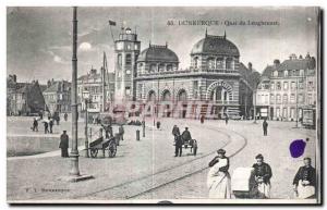 Old Postcard Dunkirk Quai Leughenaer